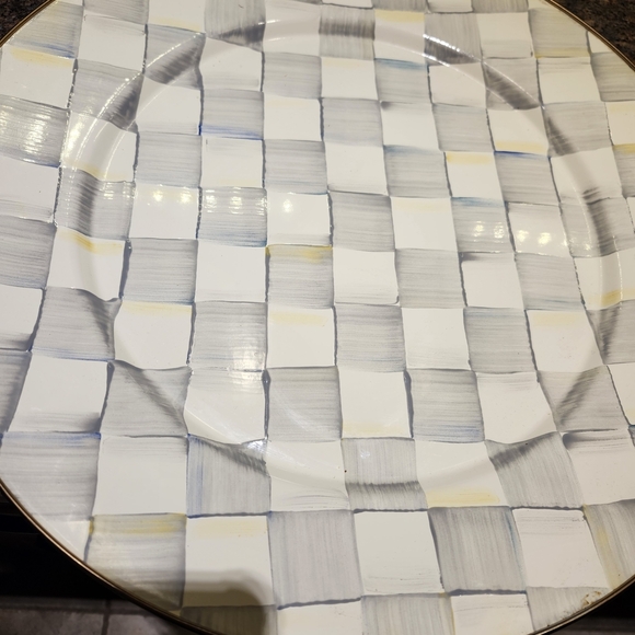MacKenzie-Childs Other - MacKenzie-Childs Gray and White Checkered 16" Serving platter